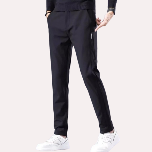 Men's casual pants, semi elastic waistband, nylon ice silk elastic straight tube, light gray, business gentleman, summer casual