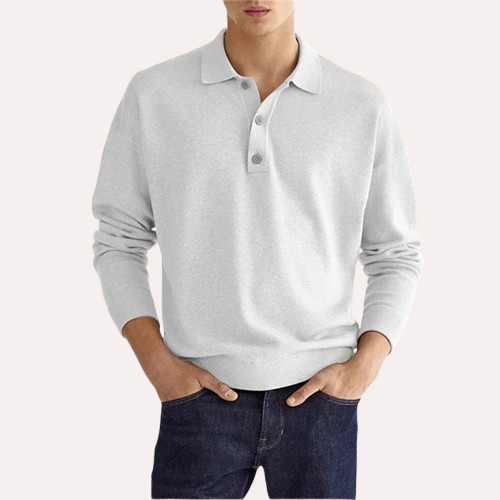 LIBIELIY  Spring Autumn Solid Color Long Sleeve Polo Shirts Man High Street Casual Loose Button Pullovers Vintage All-match