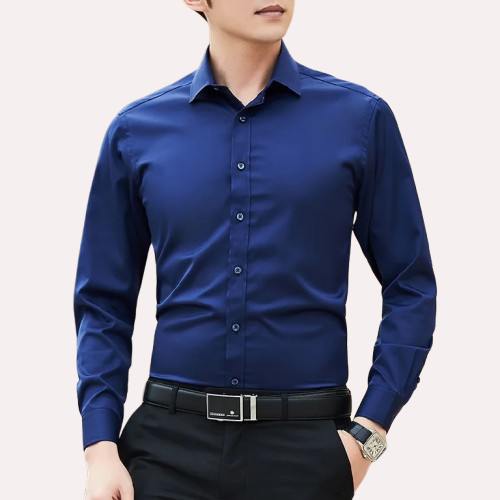 New Plus Size Men Solid Color Business Shirt Fashion Classic Basic Casual Slim White Long Sleeve Shirt Brand Clothes