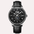 Luxury Man Watch Waterproof Chronograph Moon Phase Pattern Luminous Men's Wristwatch Leather Men Quartz Watches Casual Clock