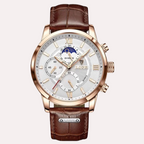 Relógio Masculino LIGE 2024 – Design Atemporal em Couro Marrom