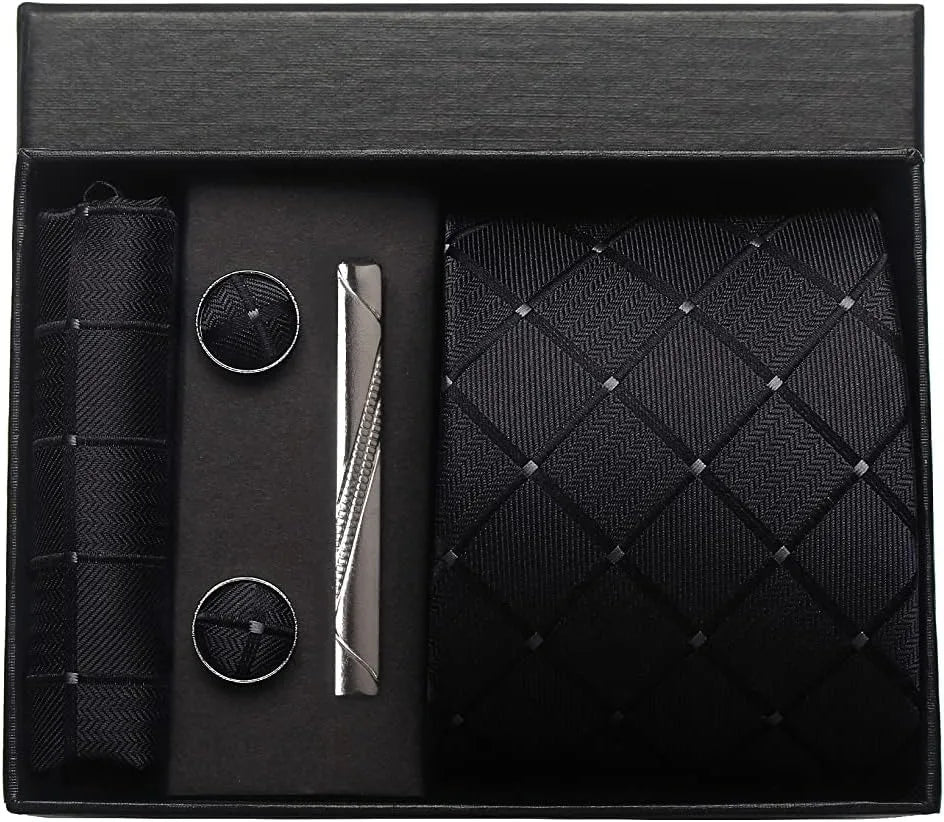 Classic 100% Silk Men’s Tie Set – Elegance in Gift Box