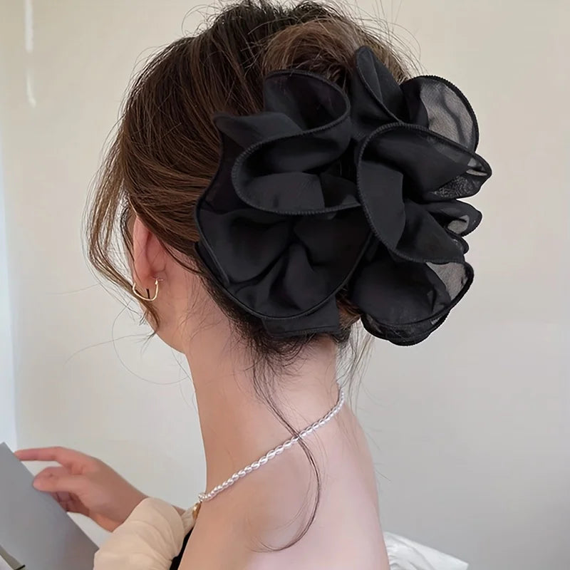 Elegant Layered Mesh Floral Hair Clip – Timeless Sophistication