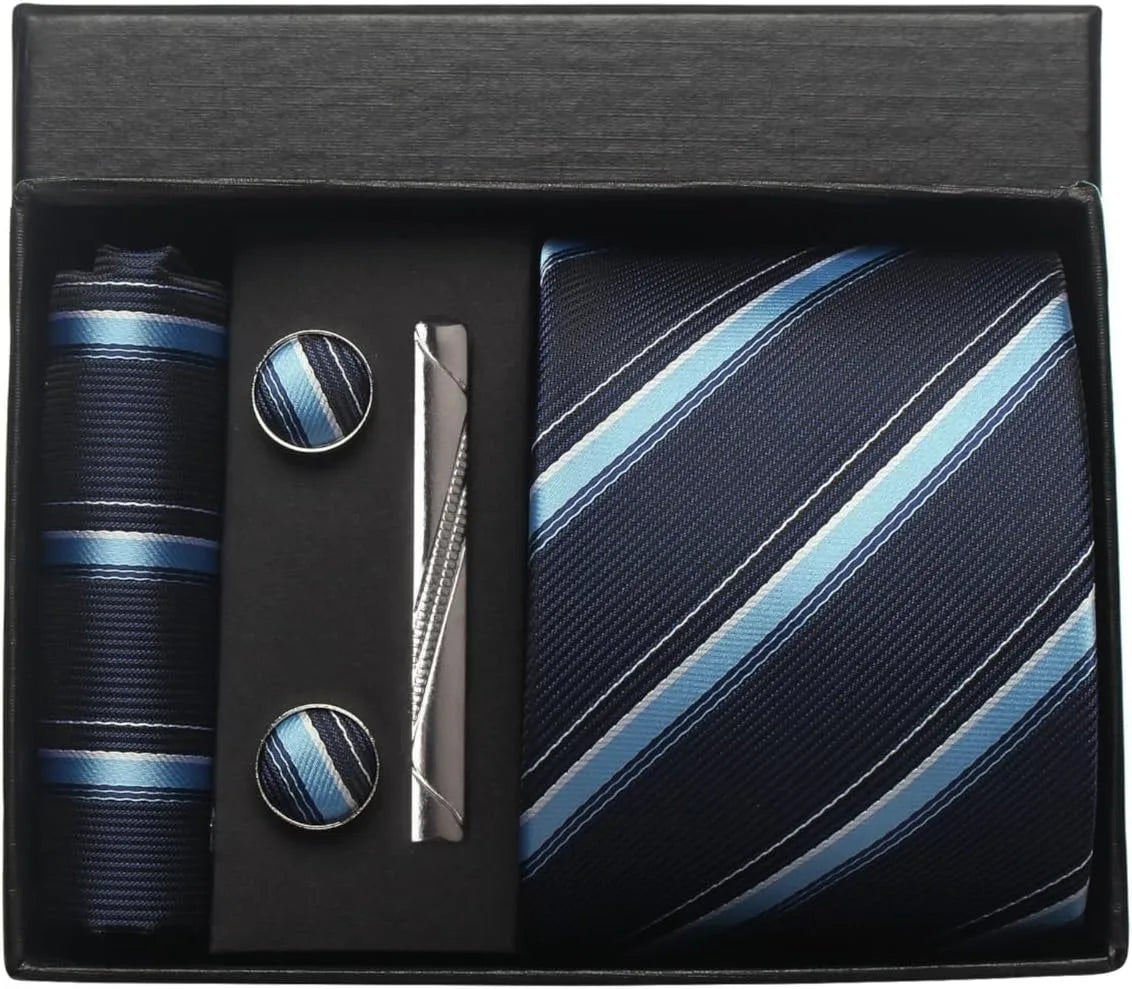 Classic 100% Silk Men’s Tie Set – Elegance in Gift Box