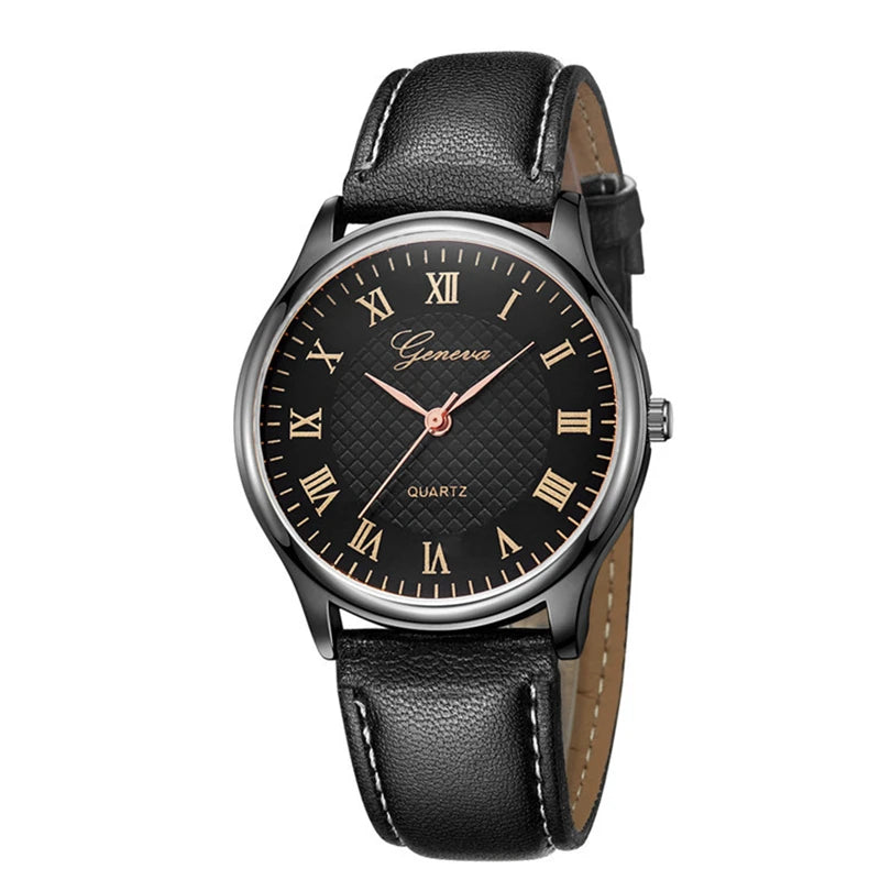 Geneva Men’s Classic Business Watch – Refined Elegance in Leather