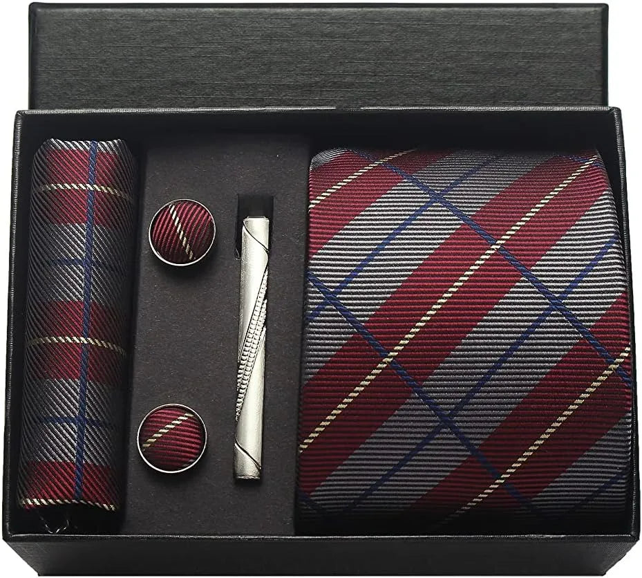 Classic 100% Silk Men’s Tie Set – Elegance in Gift Box