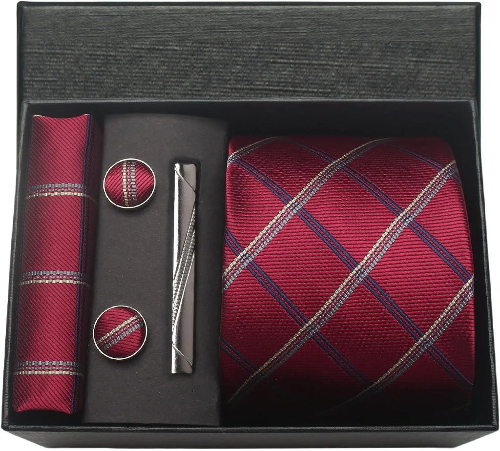 Classic 100% Silk Men’s Tie Set – Elegance in Gift Box