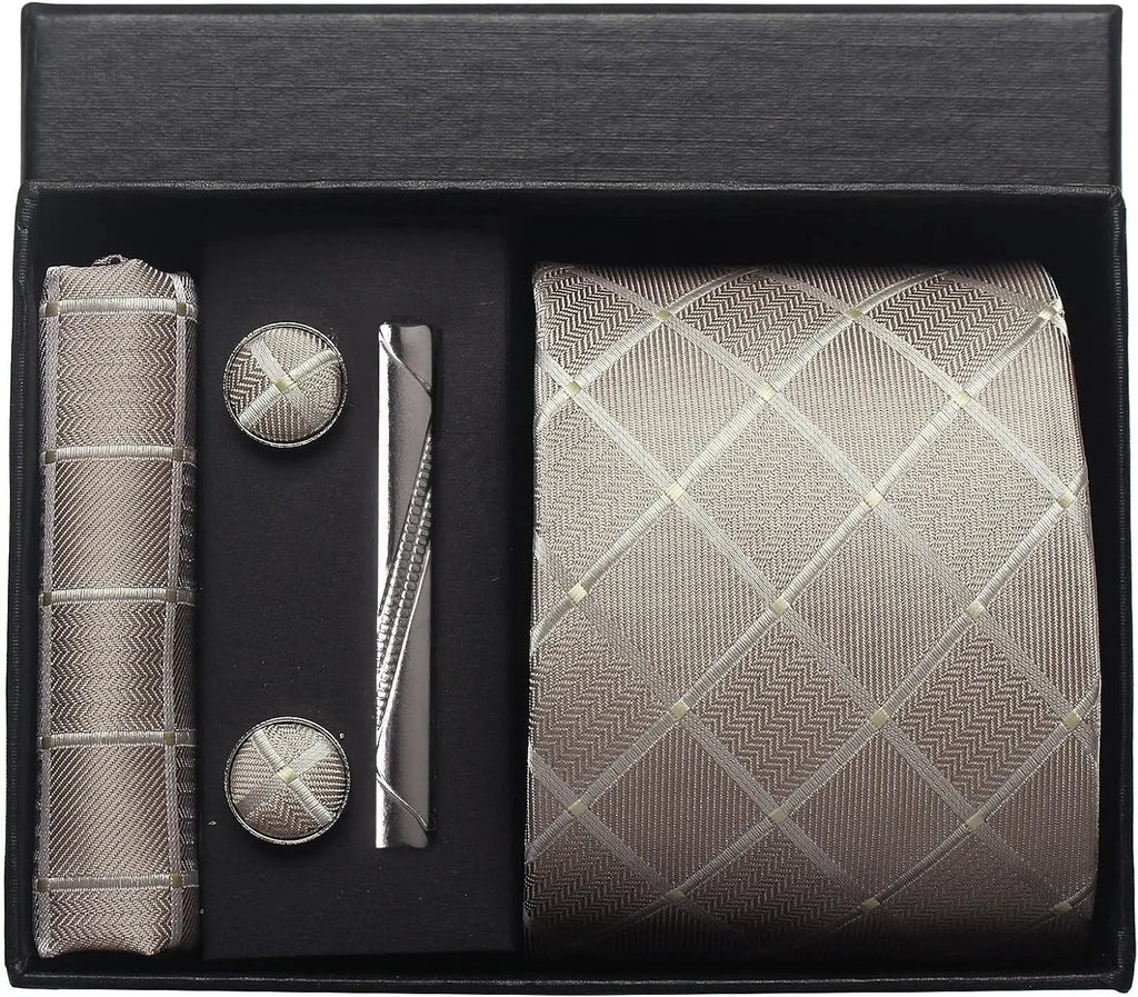 Classic 100% Silk Men’s Tie Set – Elegance in Gift Box