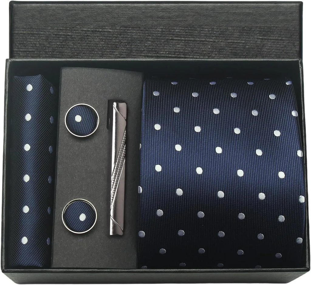 Classic 100% Silk Men’s Tie Set – Elegance in Gift Box