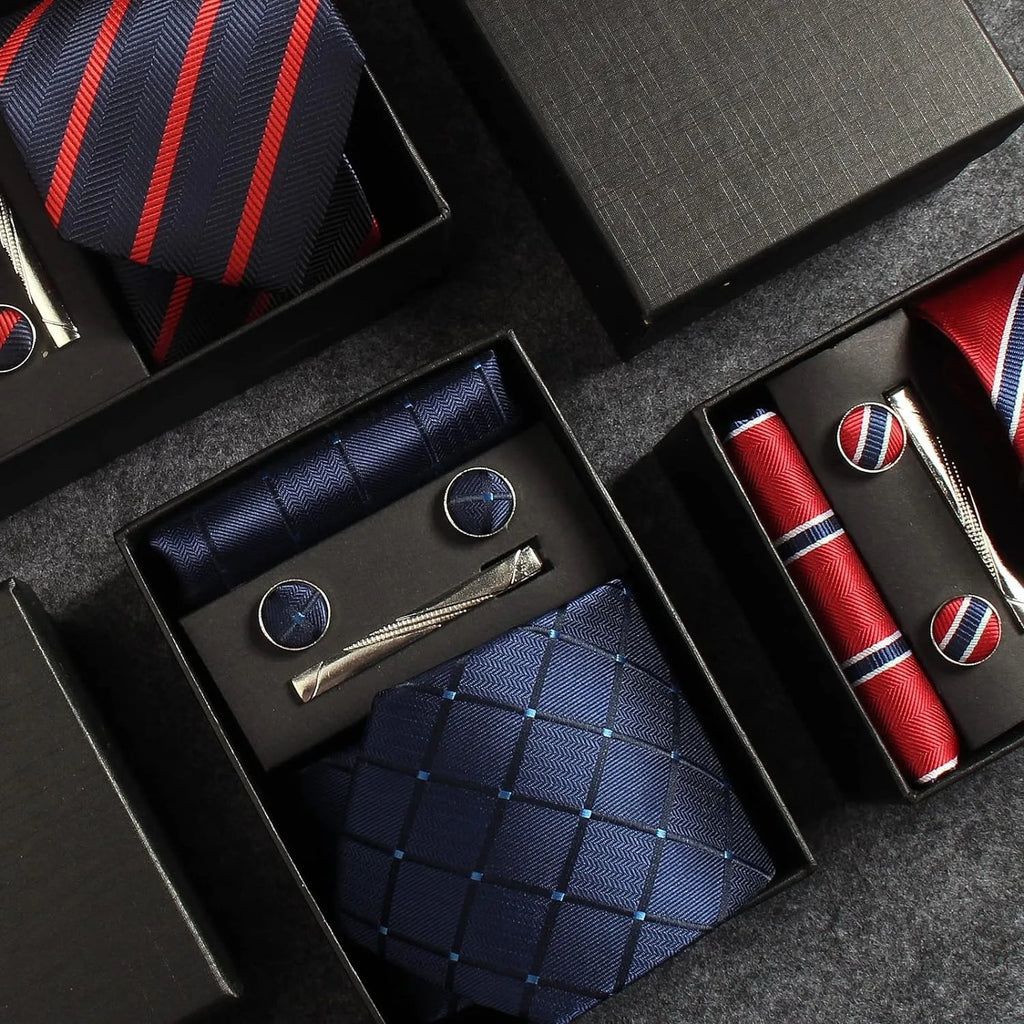 Classic 100% Silk Men’s Tie Set – Elegance in Gift Box