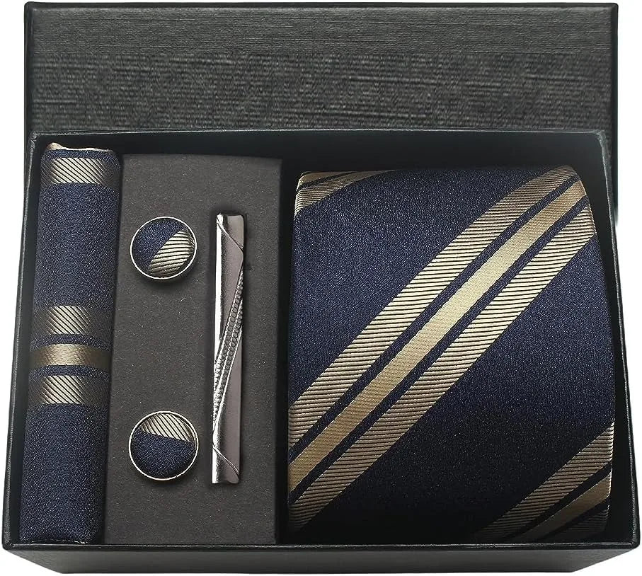Classic 100% Silk Men’s Tie Set – Elegance in Gift Box