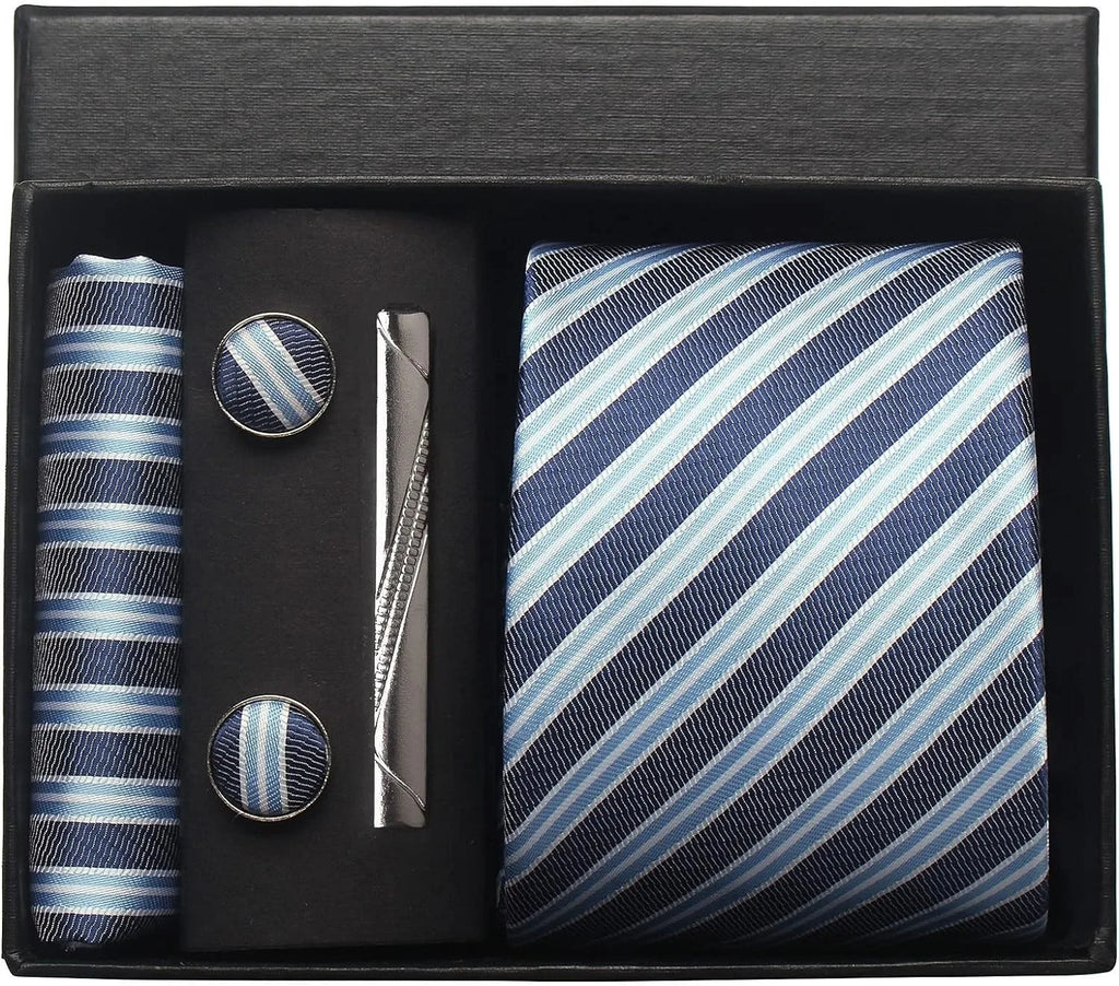 Classic 100% Silk Men’s Tie Set – Elegance in Gift Box