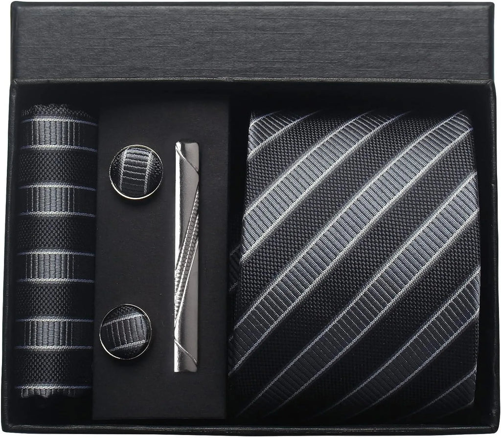 Classic 100% Silk Men’s Tie Set – Elegance in Gift Box