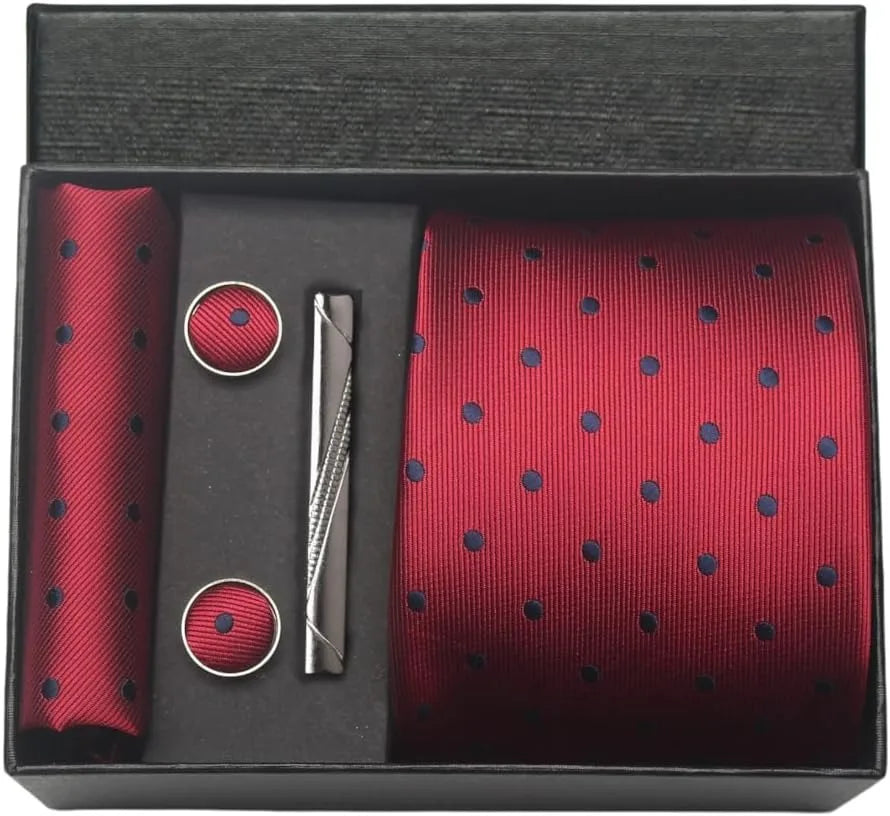 Classic 100% Silk Men’s Tie Set – Elegance in Gift Box
