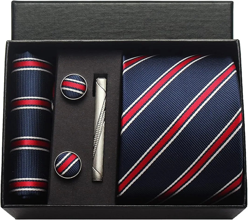 Classic 100% Silk Men’s Tie Set – Elegance in Gift Box