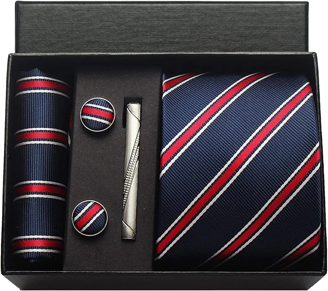 Classic 100% Silk Men’s Tie Set – Elegance in Gift Box