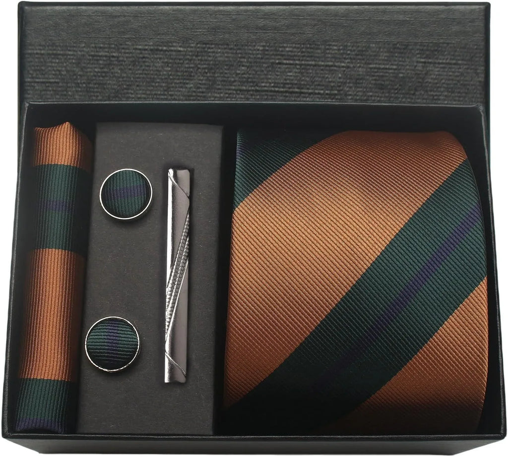 Classic 100% Silk Men’s Tie Set – Elegance in Gift Box