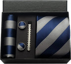 Classic 100% Silk Men’s Tie Set – Elegance in Gift Box
