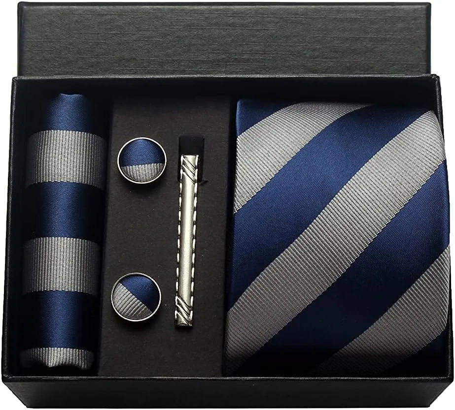 Classic 100% Silk Men’s Tie Set – Elegance in Gift Box