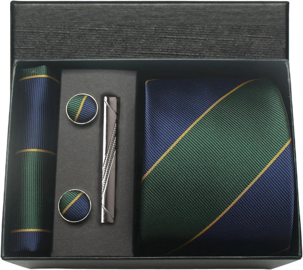 Classic 100% Silk Men’s Tie Set – Elegance in Gift Box
