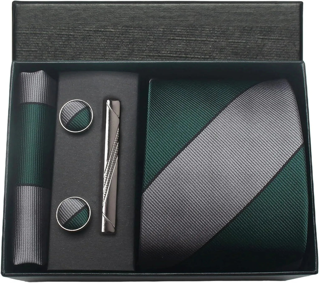 Classic 100% Silk Men’s Tie Set – Elegance in Gift Box