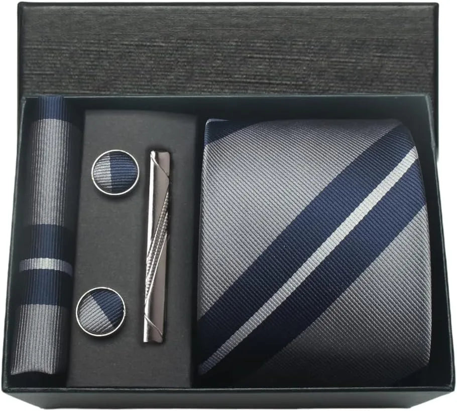 Classic 100% Silk Men’s Tie Set – Elegance in Gift Box