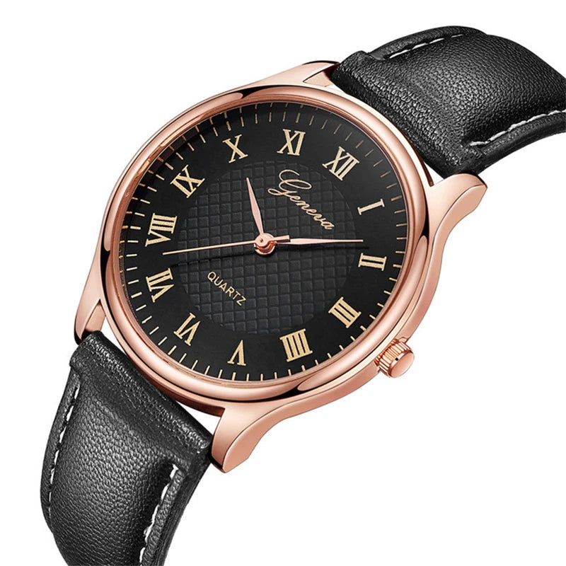 Geneva Men’s Classic Business Watch – Refined Elegance in Leather