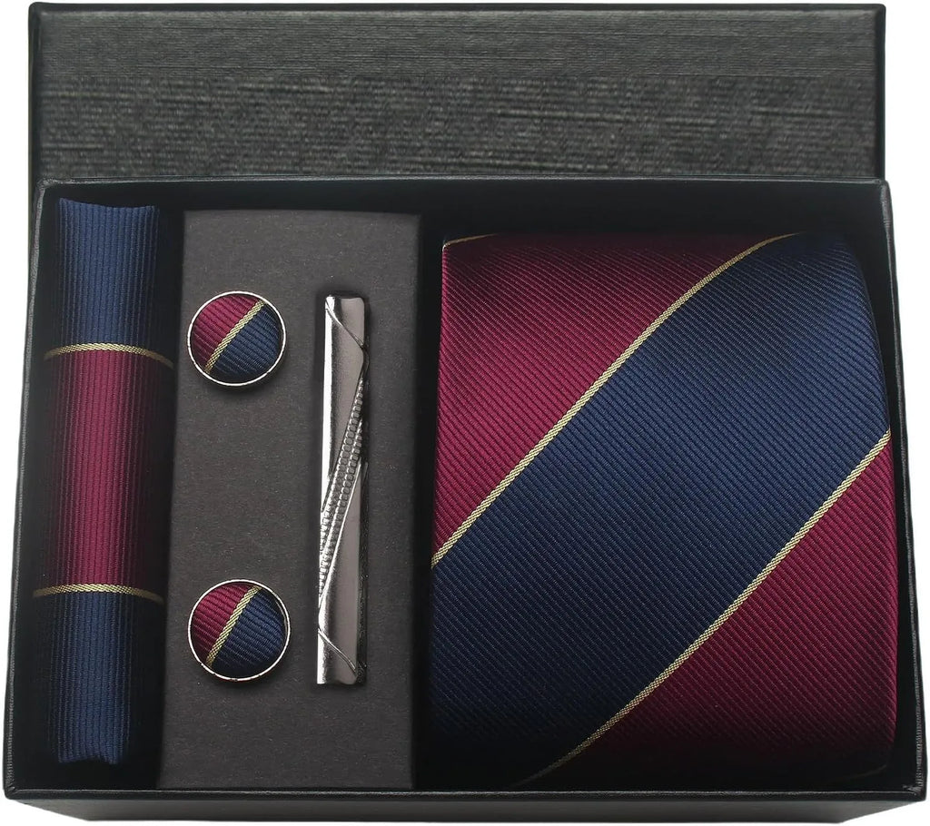 Classic 100% Silk Men’s Tie Set – Elegance in Gift Box