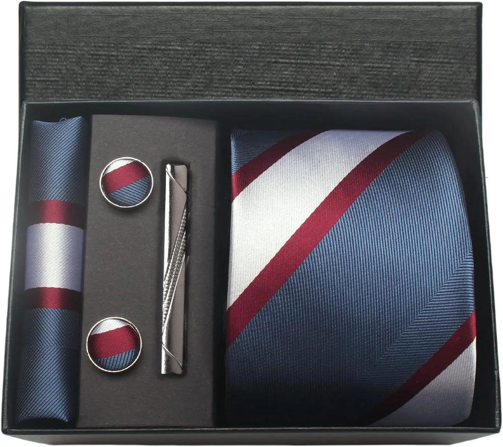 Classic 100% Silk Men’s Tie Set – Elegance in Gift Box