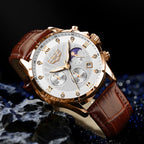 LIGE Mens Watches Casual Business Watch Men Luxury Waterproof Date Luminous Chronograph Wristwatch Quartz Watch Leather Clock