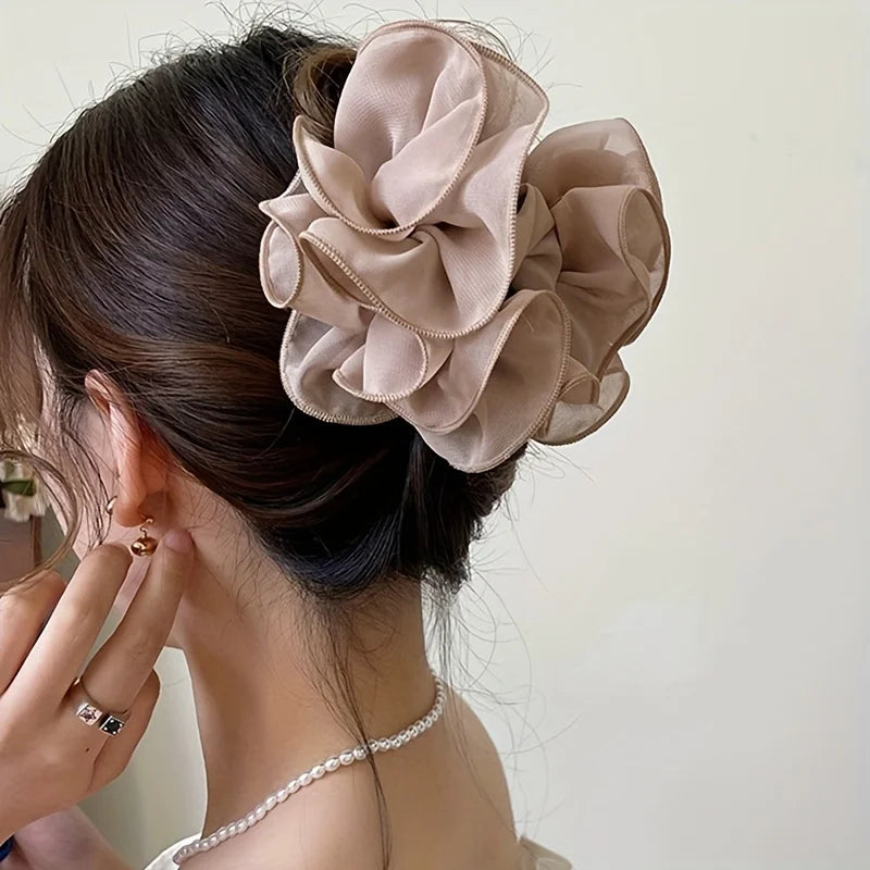 Elegant Layered Mesh Floral Hair Clip – Timeless Sophistication