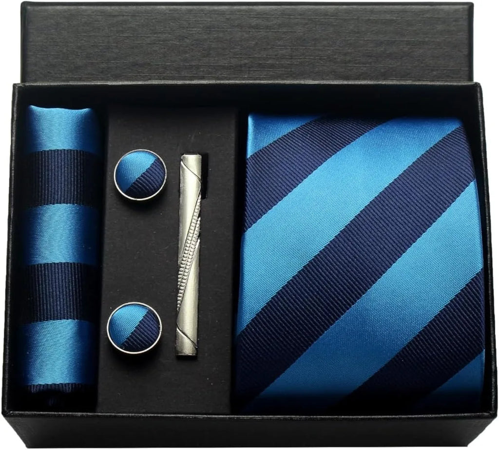Classic 100% Silk Men’s Tie Set – Elegance in Gift Box