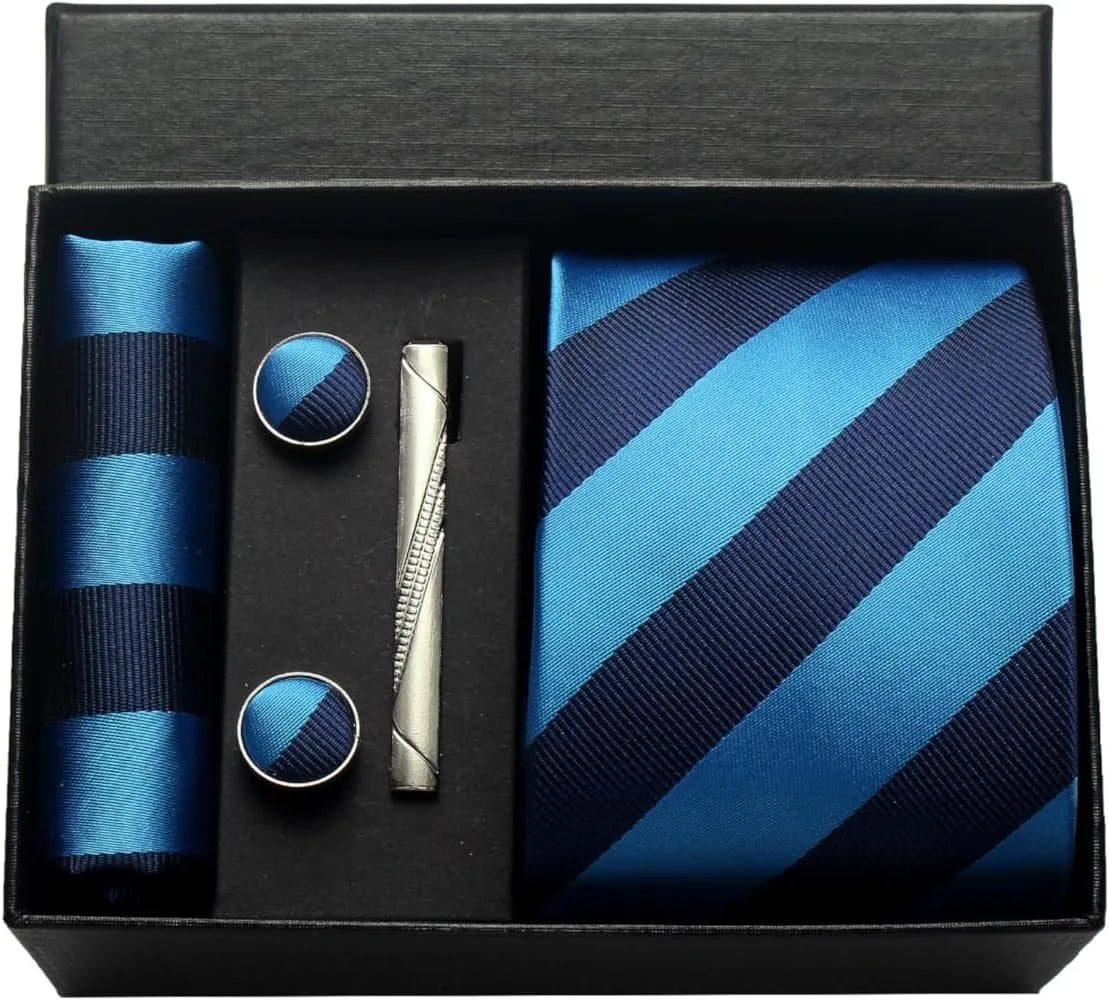 Classic 100% Silk Men’s Tie Set – Elegance in Gift Box