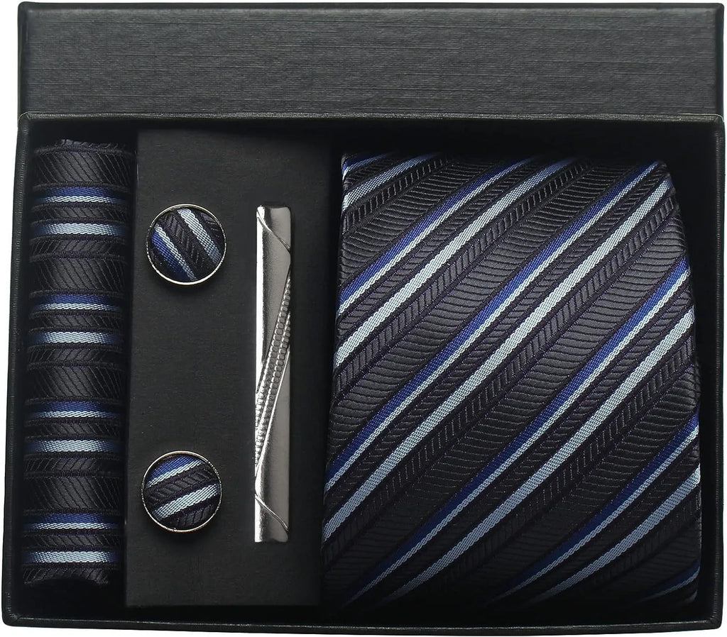 Classic 100% Silk Men’s Tie Set – Elegance in Gift Box