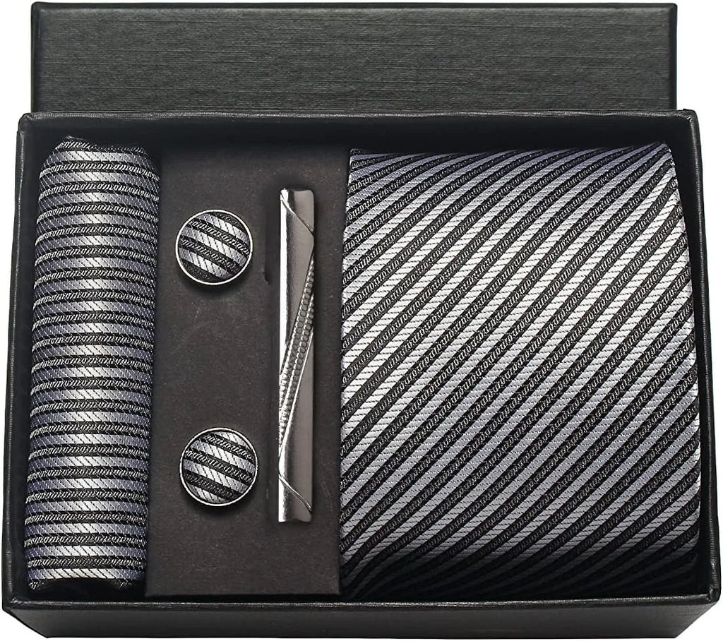 Classic 100% Silk Men’s Tie Set – Elegance in Gift Box