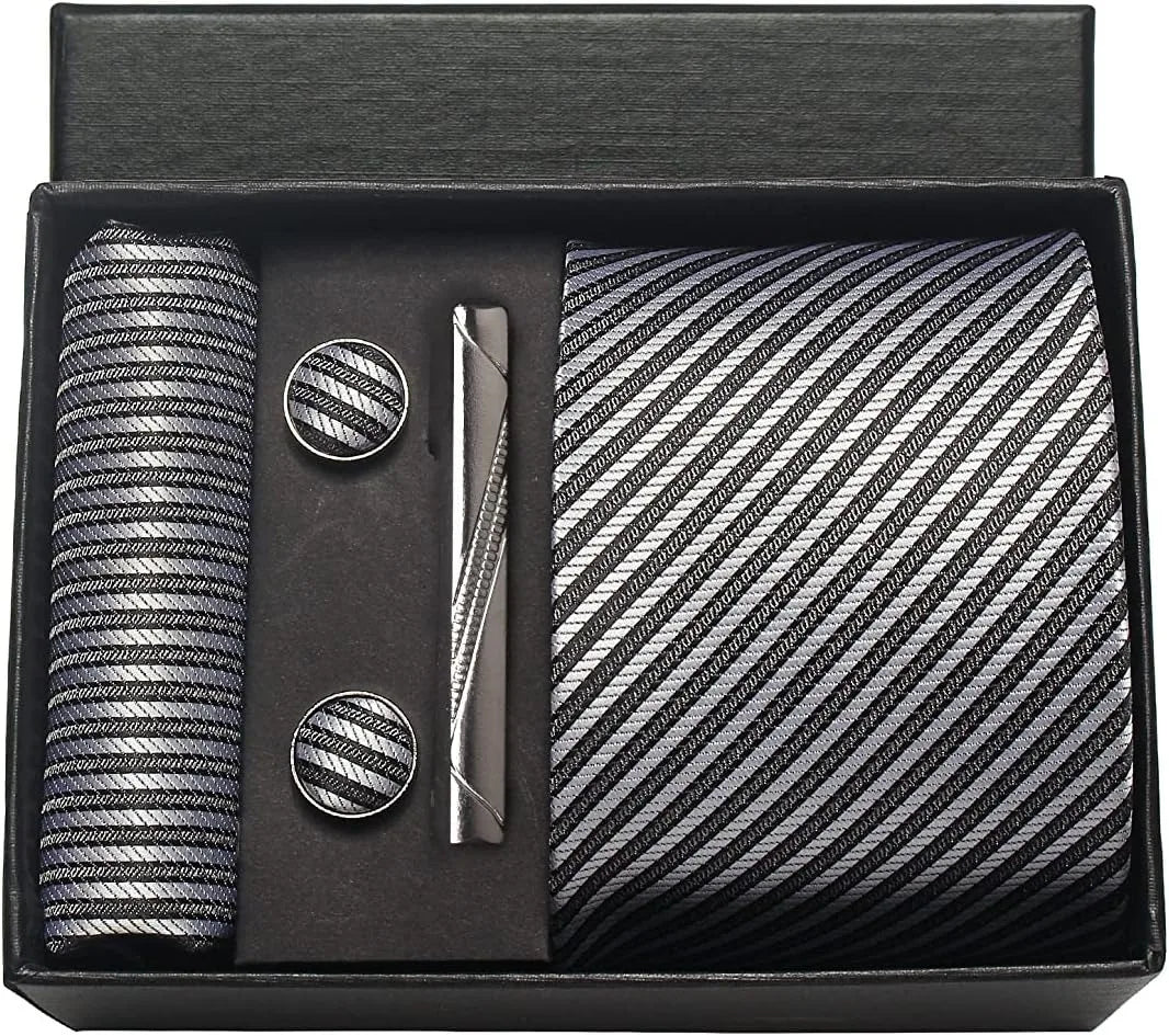Classic 100% Silk Men’s Tie Set – Elegance in Gift Box