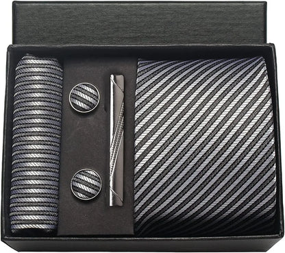 Classic 100% Silk Men’s Tie Set – Elegance in Gift Box