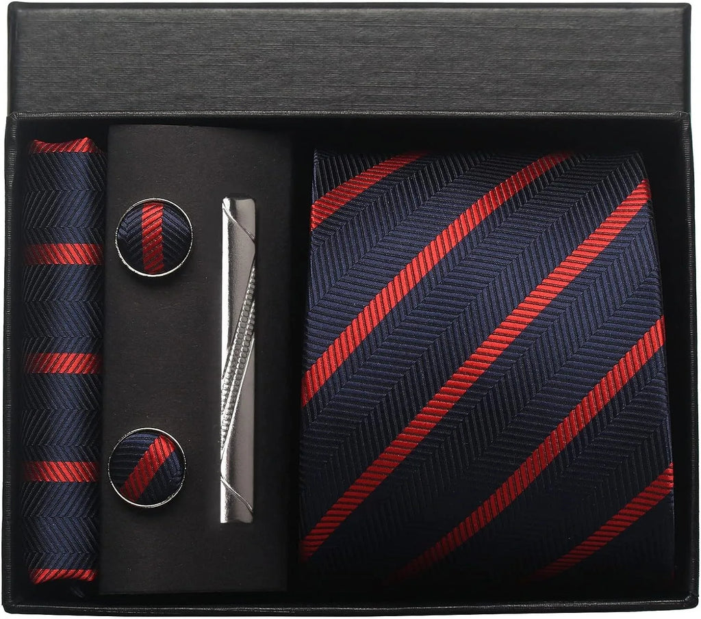 Classic 100% Silk Men’s Tie Set – Elegance in Gift Box