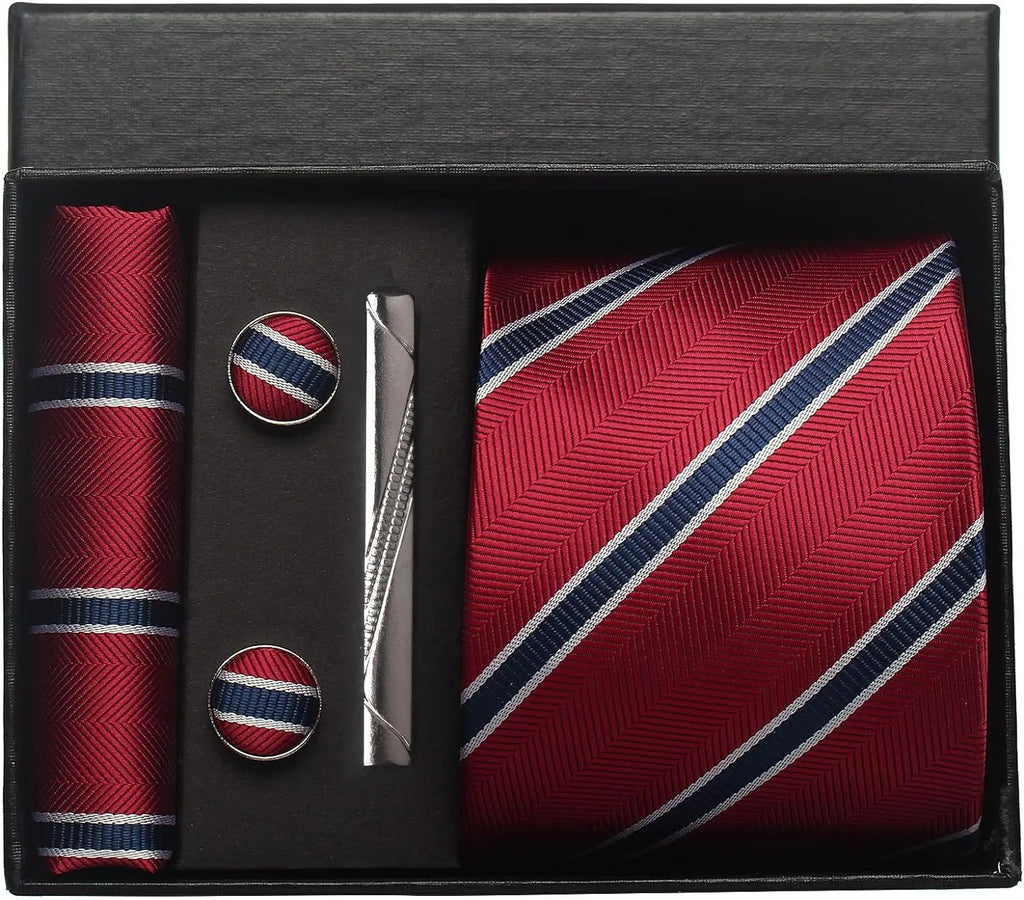 Classic 100% Silk Men’s Tie Set – Elegance in Gift Box