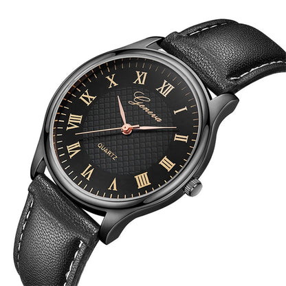 Geneva Men’s Classic Business Watch – Refined Elegance in Leather