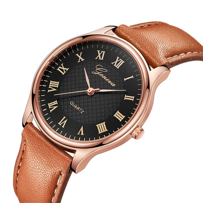 Geneva Men’s Classic Business Watch – Refined Elegance in Leather